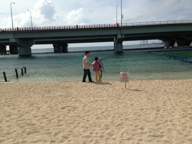 海岸で遊ぶ匠の３人
